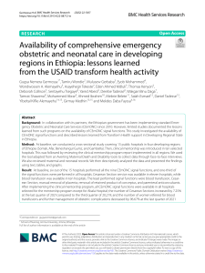 Availability of comprehensive emergency obstetric and neonatal care in developing regions in Ethiopia lessons learned from the USAID transform health activityw