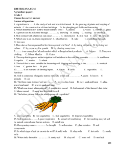 Zimbabwe Primary School ZIMSEC Grade 5 Agriculture Exam Paper 1 Set 1