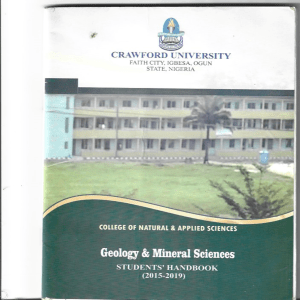 Crawford University Geology & Mineral Science Student's Handbook (2015-2019)