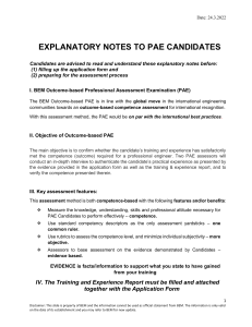 EXPLANATORY NOTES TO PAE CANDIDATES for Webinar 24.3.2022