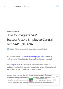 How to Integrate SAP SuccessFactors Employee Central with SAP S4HANA