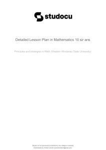 Mathematics 10: Geometric Sequences Lesson Plan