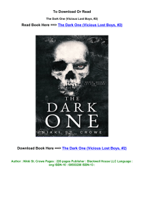 ePub DOWNLOAD The Dark One Vicious Lost Boys  2 by Nikki St Crowe