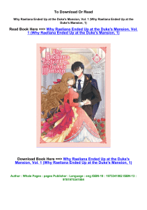 download EPUB Why Raeliana Ended Up at the Duke s Mansion Vol 1 Why 