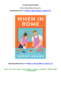 download ePub When in Rome When in Rome  1 by Sarah  Adams