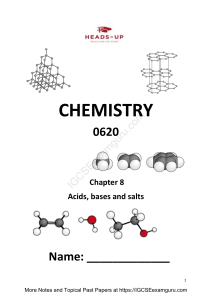 IGCSE Chemistry A level  Notes - Acids, bases and salts