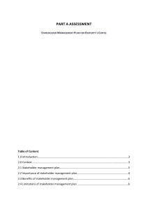 STAKEHOLDER MANAGEMENT PLAN FOR RAFFERTY'S COFFEE