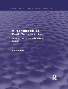 (Psychology Revivals) Paul Kline - A Handbook of Test Construction  Introduction to Psychometric Design-Routledge (2015)
