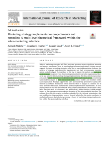 Marketing strategy implementation impediments and remedies- A multi-level theoretical framework within the sales-marketing interface