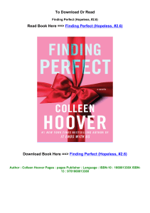 DOWNLOAD pdf Finding Perfect Hopeless  2 6 By Colleen Hoover