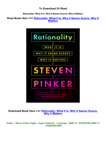 DOWNLOAD EPUB Rationality What It Is Why It Seems Scarce Why It Matters BY 
