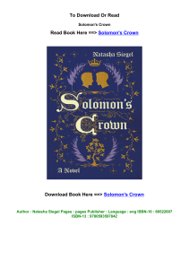 EPUB Download Solomon s Crown by Natasha Siegel