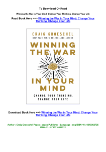 DOWNLOAD epub Winning the War in Your Mind Change Your Thinking Change Your 