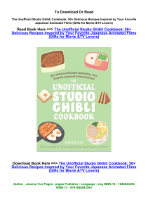 ePub DOWNLOAD The Unofficial Studio Ghibli Cookbook 50 Delicious Recipes 
