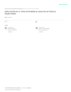 APPLICATION OF LS-DYNA IN NUMERICAL ANALYSIS OF VE