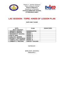 ATTENDANCE SHEETS LAC SESSION
