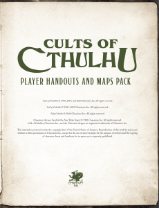 Cults of Cthulhu Player Handouts and Maps