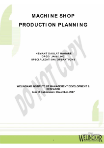 PRODUCTION PLANNING AND CONTROL