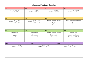 Algebraic Fractions Revision Practice Grid