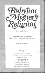 Babylon Mystery Religion-Woodrow