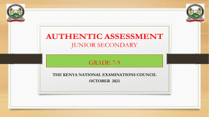 Authentic Assessment Presentation for Junior School in Kenya 