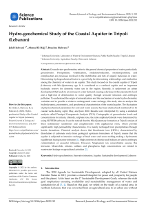 Hydro-geochemical Study of the Coastal Aquifer in Tripoli (Lebanon)
