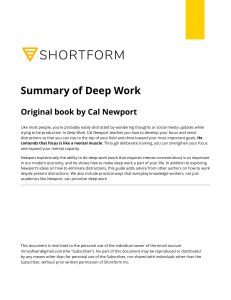 Shortform Summary - Deep Work