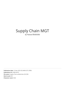 Supply Chain MGT