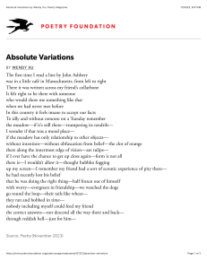 Absolute Variations by Wendy Xu | Poetry Magazine