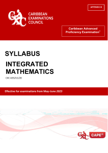 CAPE Integrated Mathematics Syllabus - WIP December 2021