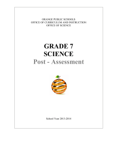 7th Grade -Post assessment Science