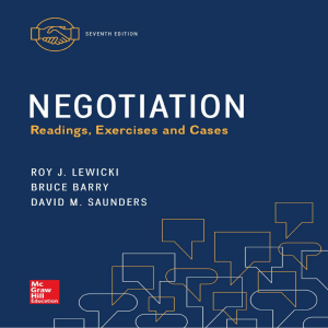 Negotiation Readings, Exercises, and Cases, 7th Ed Roy J Lewicki