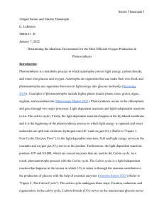Abigail Santos and Yaksha Thanarajah - Photosynthesis Lab