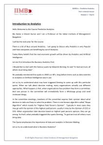 Predictive Analytics Introduction: Business Analytics & Data