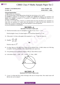 CBSE Class 9 Maths Sample Paper Set 2