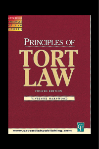 Principles of Tort Law by Vivienne Harpwood (4th Edition)