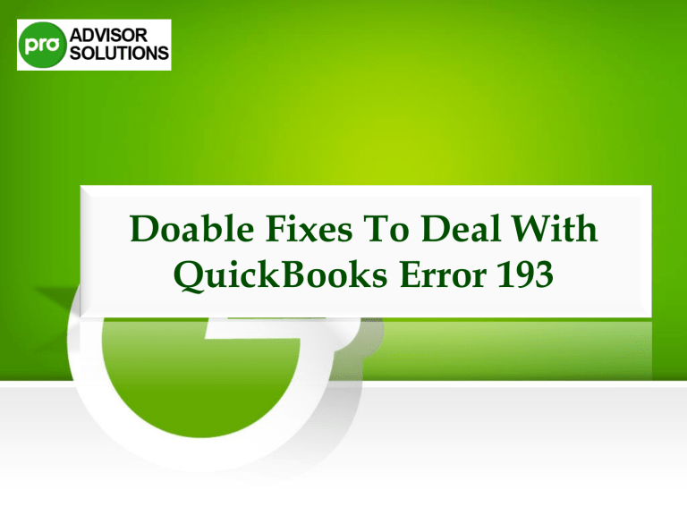 How To Deal With QuickBooks Error 193