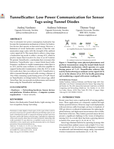 TunnelScatter- Low Power Communication for Sensor Tags using Tunnel Diodes