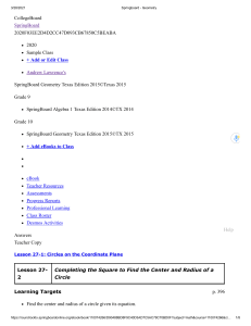 Springboard - GeometryusingcompletethesquaretowriteEquationsofCircles