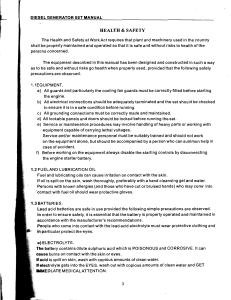 Diesel Generator Set Health & Safety Manual