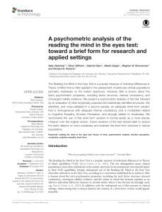 A psychometric analysis of the reading the mind in the eyes test  toward a brief form for research and applied settings