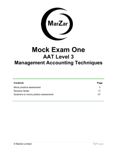 Acorn Q2022 AAT L3 ManagementAccountingTechniques MockExamOne