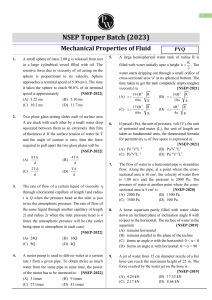 Mechanical properties of Fluids  NSEP Practice Sheet (PYQ)    (Only PDF)
