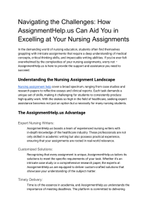 NavigatingNavigating the Challenges  How AssignmentHelp.us Can Aid You in Excelling at Your Nursing Assignments the Challenges  How AssignmentHelp