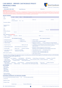 PR22005 Car Shield - Private Car Package Policy Proposal Form Set 1