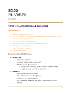 BIO1CO Cell Structure and Evolution Lecture Notes  