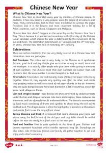 Chinese New Year Reading Comprehension