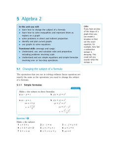 Ace Algebra Booklet