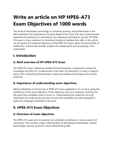 HP HPE6-A73 Exam Objectives