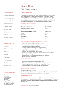 Sample Student BPO Resume Template PDF Printable